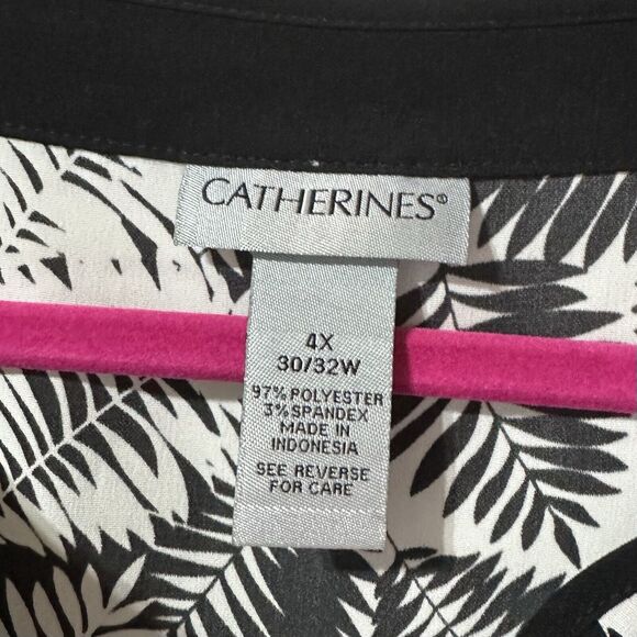 Catherines Women’s Blouse Size 4X 30 32 W Roll Tab Sleeve Button Front Shirt - Picture 3 of 7